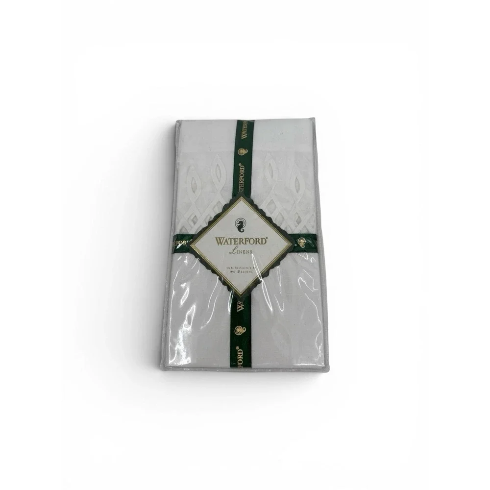 Vintage 1996 WATERFORD Fingertip Towels New 100%‎ Linen Set Of 2 White NEW